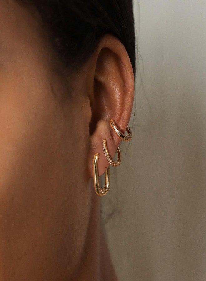 Tasiso Small Hoop Earrings for Women, 6 Pair 14K Gold Plated Lightweight Huggie Hoop Earrings Hypoallergenic Earring Set Earrings Pack for Women Trendy Jewelry Gifts - Image 2